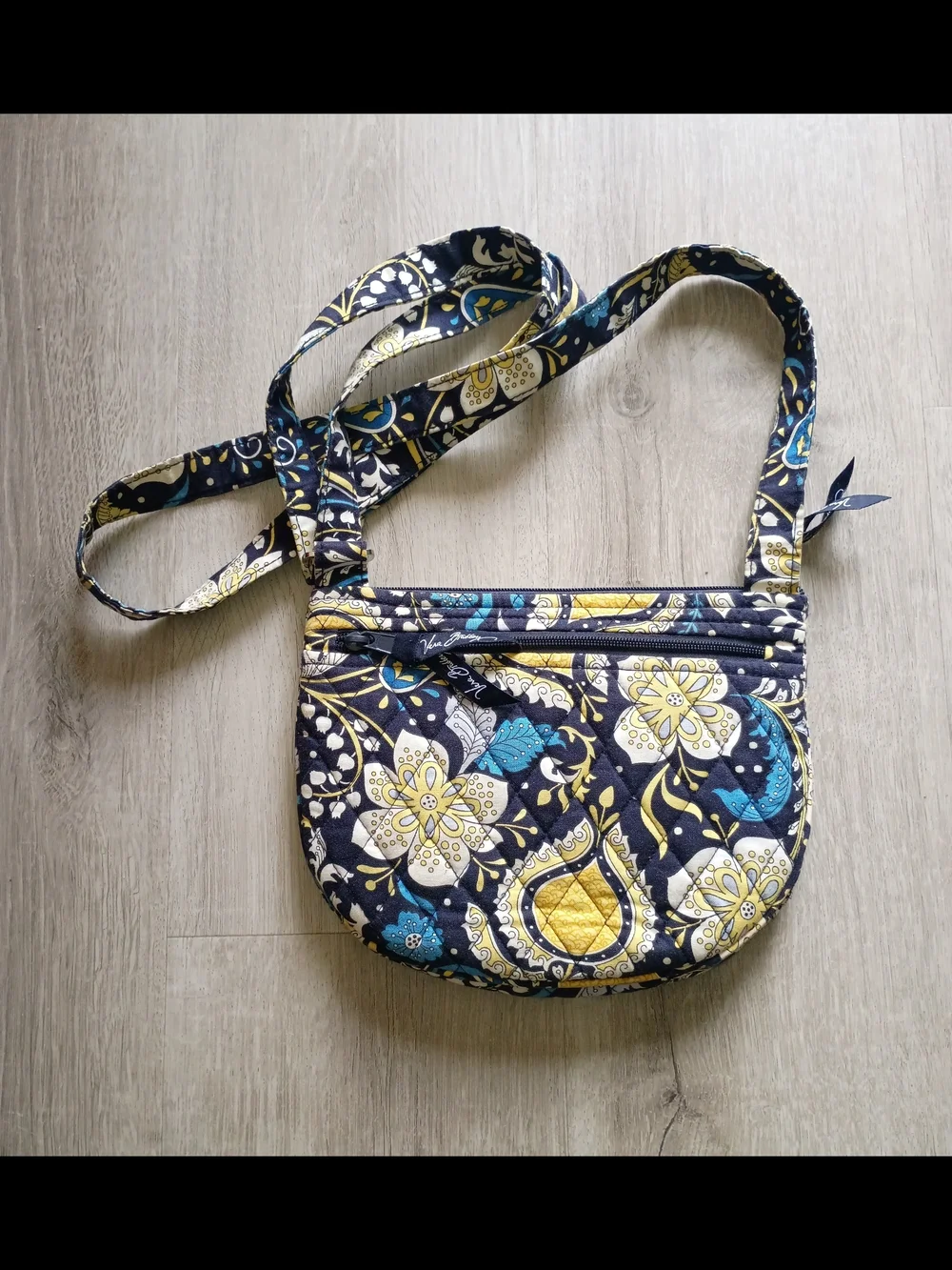 Vera Bradley Navy, Yellow & Teal Quilted Paisley Crossbody